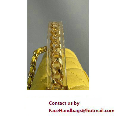 Chanel Lambskin, Resin  &  Gold-Tone Metal Mini Flap Bag with Top Handle AS4847 Yellow 2024